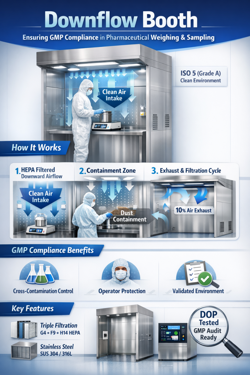 หลักการทำงานของบูธดาวน์โฟลว์ GMP | บูธชั่งน้ำหนักและเก็บตัวอย่างสำหรับ ...