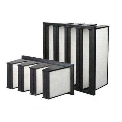โครงพลาสติก 2850m3 / h V Bank F6 Cleanroom Air Filter 1000g Dust Holding