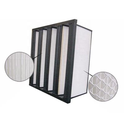 โครงพลาสติก 2850m3 / h V Bank F6 Cleanroom Air Filter 1000g Dust Holding