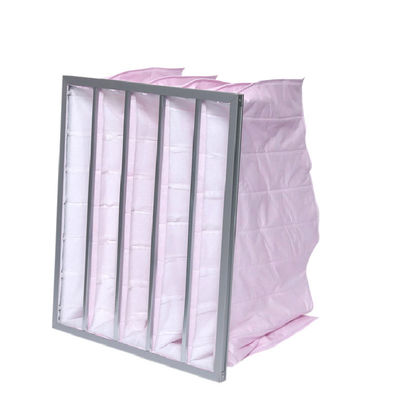 F7 F8 1700m3 / H ถุงกรองอากาศหลายกระเป๋าทนต่ออุณหภูมิสูง