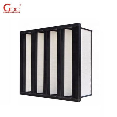 โครงพลาสติก 2850m3 / h V Bank F6 Cleanroom Air Filter 1000g Dust Holding