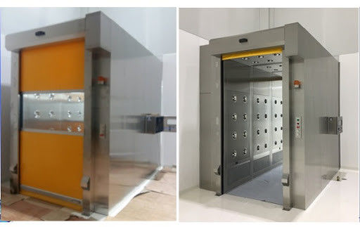 เหล็กกล้าคาร์บอน 99.99% ประสิทธิภาพ 220Volt Cleanroom Air Shower