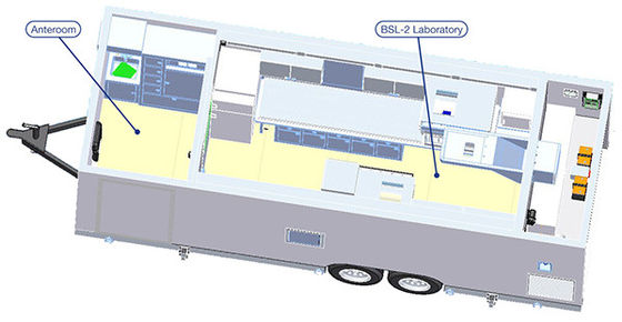 ห้องปฏิบัติการ ISO Mobile PCR Cabin 30KW Prefab Cleanroom Container